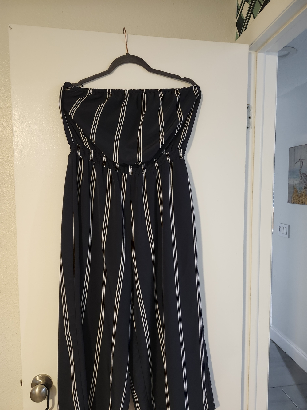 Striped Navy Strapless Summer Dress
